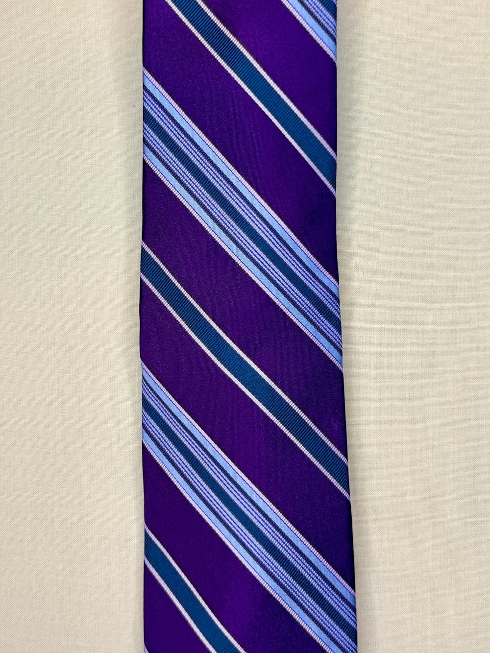 Robert Talbott Best of Class Men’s Necktie Purple Blue Striped Designer Tie - Picture 3 of 7